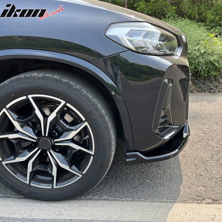 Fits 22-25 BMW X3 G01 X4 G02 M Sport LCI IKON Style Front Bumper Lip Gloss Black