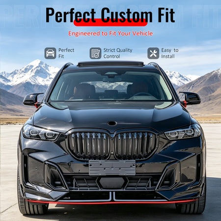 Fit 2024-2026 BMW LCI G05 X5 M Sport Front Bumper Lip MP Style Gloss Black
