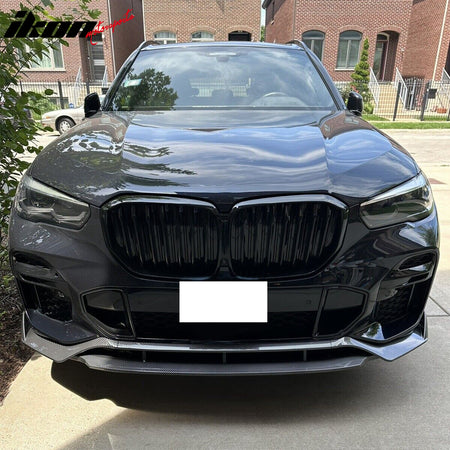 Fits 19-23 BMW G05 X5 M Sport IKON Style Front Lip 4PC ABS - Carbon Fiber Print