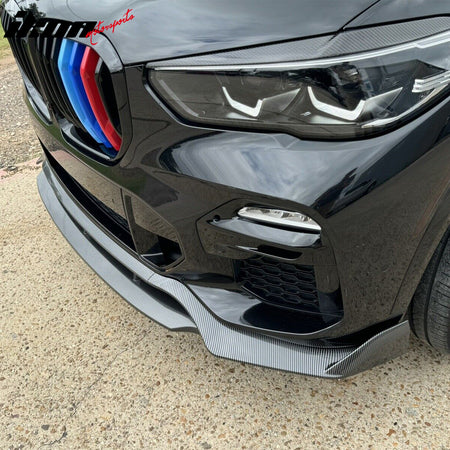 Fits 19-23 BMW G05 X5 M Sport IKON Style Front Lip 4PC ABS - Carbon Fiber Print