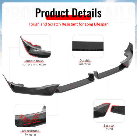Fits 24-27 BMW LCI G06 X6 M Sport MP Style Front Bumper Lip Carbon Fiber Print