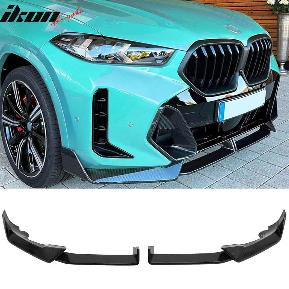 2024-2027 BMW LCI G06 X6 M Sport 4PCS Front Lower Bumper Lip Air Dam Chin Spoiler Splitter MP Style Carbon Fiber Print ABS