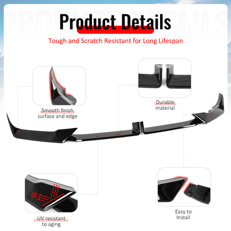 Fits 24-27 BMW LCI G06 X6 M Sport MP Style Front Bumper Lip ABS Gloss Black 4PCS