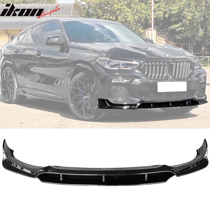 Fits 20-23 BMW G06 X6 M Sport IKON Style Front Bumper Lip 4PC