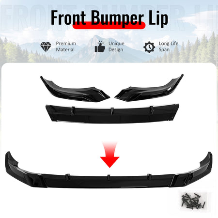 For 23-27 BMW X7 G07 LCI M Sport Mtech GT Style Front Bumper Lip Gloss Black 3PC