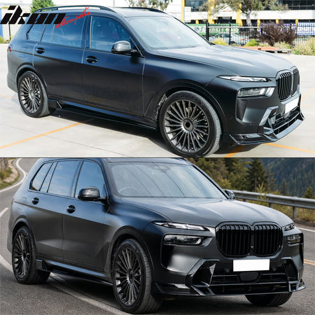 For 23-27 BMW X7 G07 LCI M Sport Mtech GT Style Front Bumper Lip Gloss Black 3PC