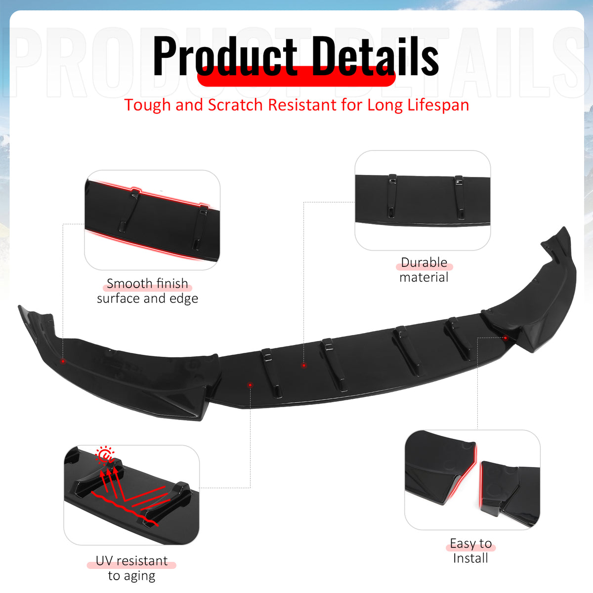 Fits 16-18 BMW G11 7 Series MT M Sport Ikon Style Front Bumper Lip Gloss Black