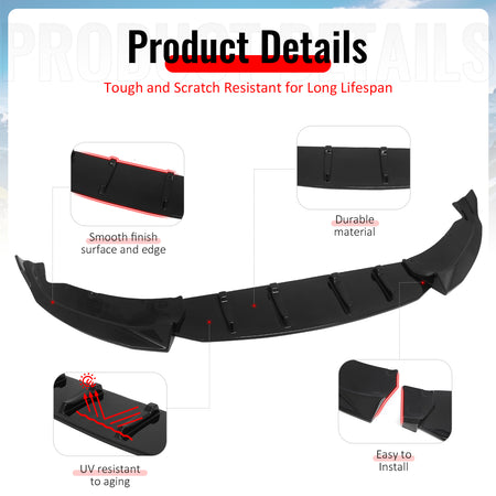 Fits 16-18 BMW G11 7 Series MT M Sport Ikon Style Front Bumper Lip Gloss Black