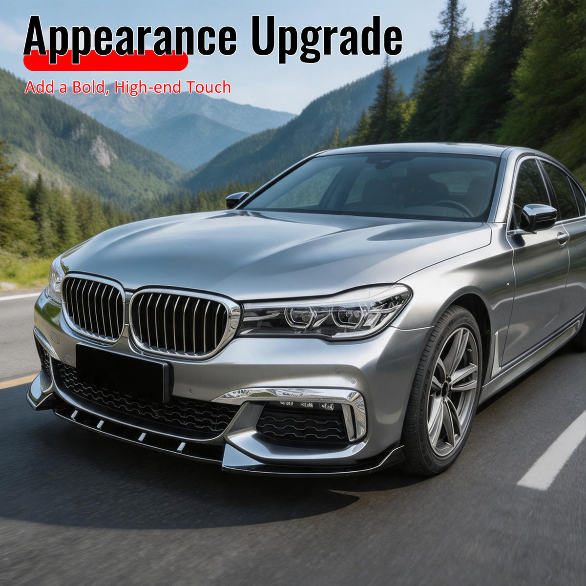 Fits 16-18 BMW G11 7 Series MT M Sport Ikon Style Front Bumper Lip Gloss Black