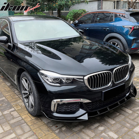 Fits 16-18 BMW G11 7 Series MT M Sport Ikon Style Front Bumper Lip Gloss Black