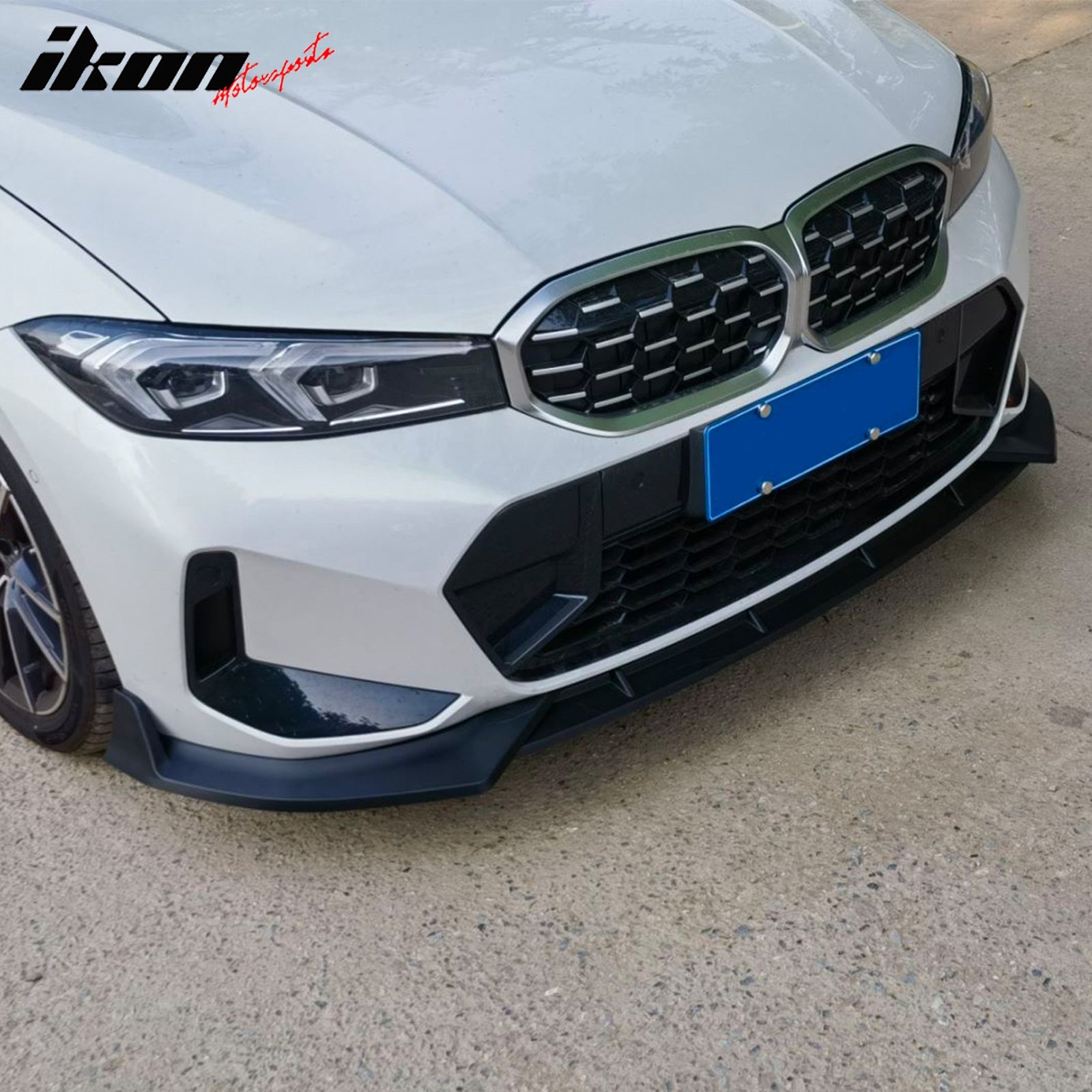 IKON MOTORSPRTS, Front Bumper Lip Compatible With 2023-2026 BMW G20 3 Series with M Sport Bumper M340i, IKON Style Matte Black 3PCS Front Lip Spoiler Splitter PP Protector Lower Chin Diffuser