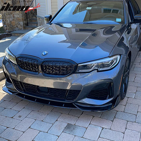 IKON MOTORSPORTS Front Bumper Lip Compatible With 2019-2022 BMW 3 Series G20 M Sport M340i, Ikon Style Chin Spoiler Air Dam Splitter