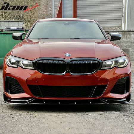 IKON MOTORSPORTS Front Bumper Lip Compatible With 2019-2022 BMW 3 Series G20 M Sport M340i, Ikon Style Chin Spoiler Air Dam Splitter