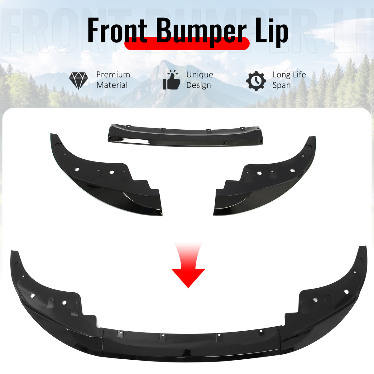 Fits 21-27 BMW G22 G23 4-Series M Sport MP Style Front Bumper Lip Gloss Black PP