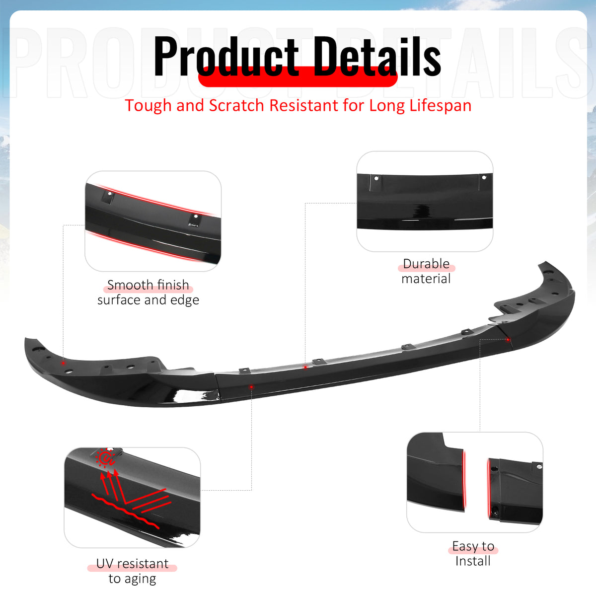 Fits 21-27 BMW G22 G23 4-Series M Sport MP Style Front Bumper Lip Gloss Black PP