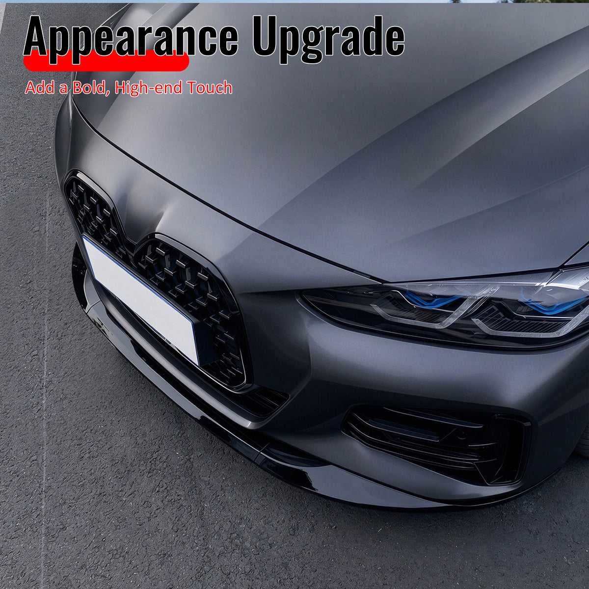 Fits 21-27 BMW G22 G23 4-Series M Sport MP Style Front Bumper Lip Gloss Black PP