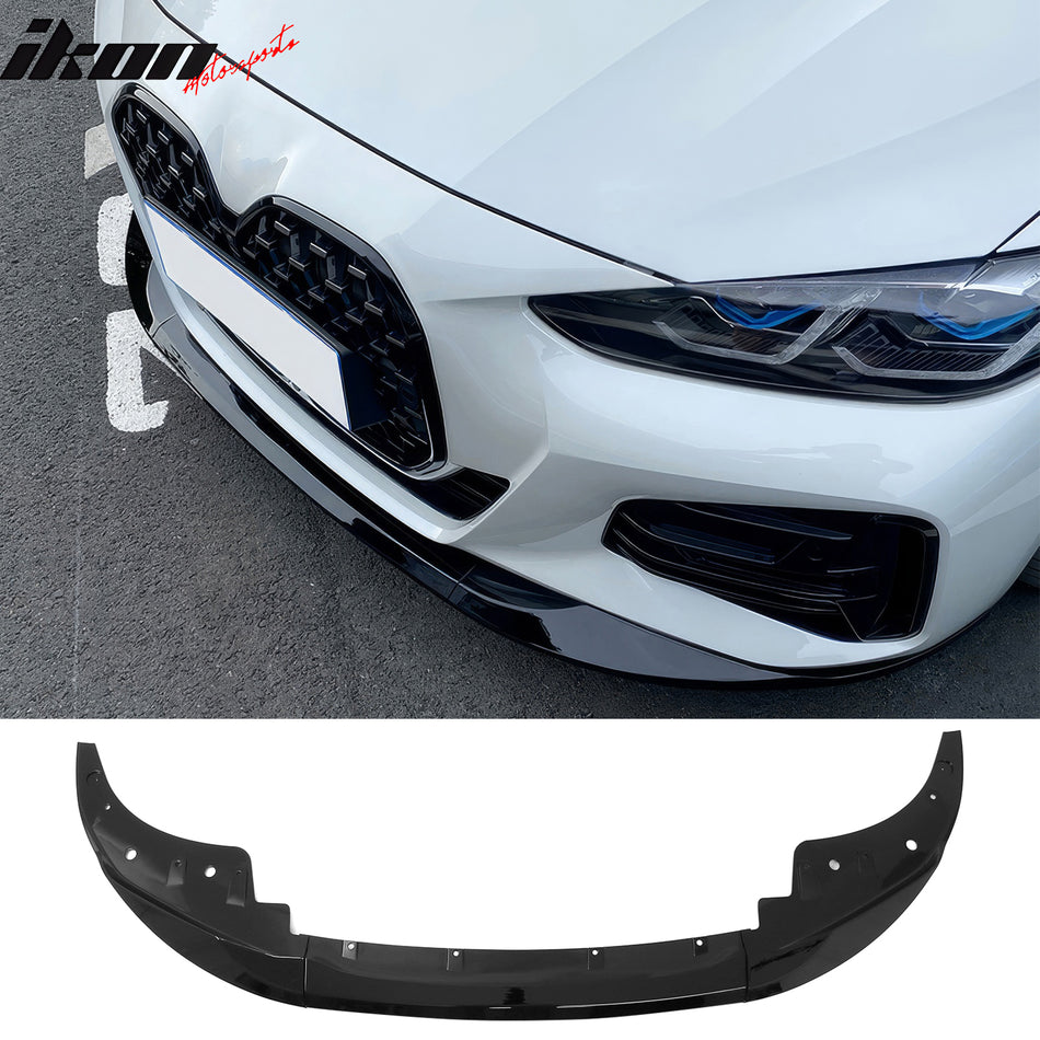 2021-2027 BMW G22 G23 4-Series M Sport MP Style Front Bumper Lip Gloss Black PP 3PCS