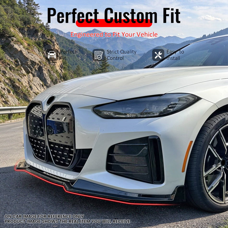 Fits 21-27 BMW G26 & i4 Gran Coupe M Sport Front Bumper Lip Carbon Fiber Print