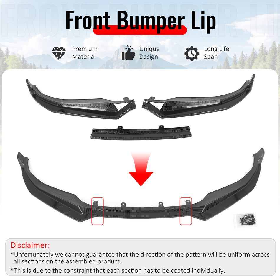 Fits 21-27 BMW G26 & i4 Gran Coupe M Sport Front Bumper Lip Carbon Fiber Print