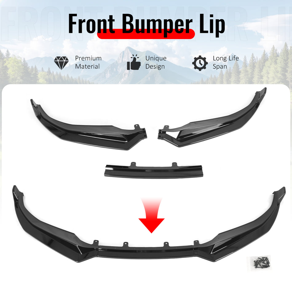 Fits 21-27 BMW G26 4-Series & i4 Gran Coupe M Sport Front Bumper Lip Gloss Black