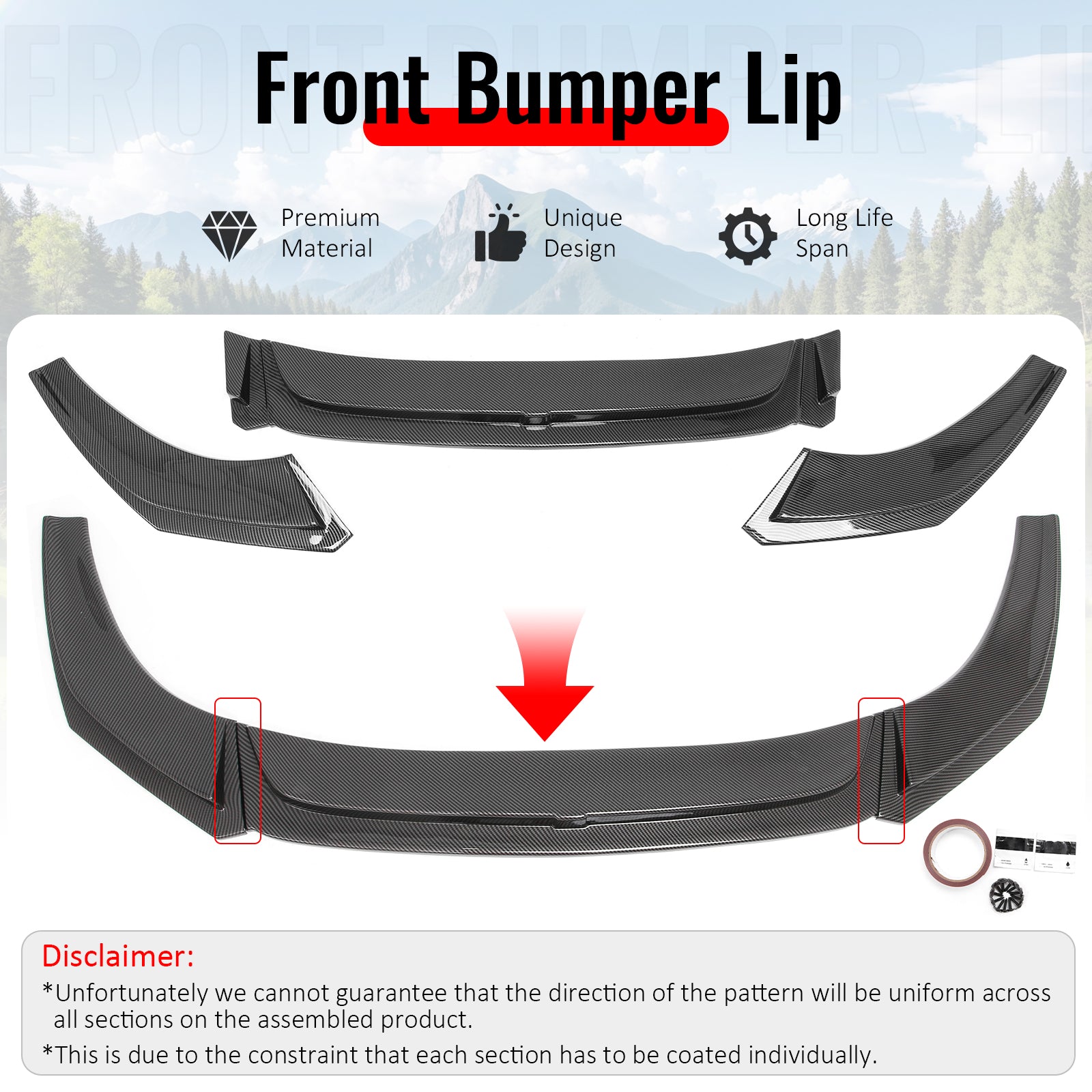 Fits 19-26 BMW Z4 G29 M-Tech H Style Front Bumper Lip Spoiler Carbon Fiber Print
