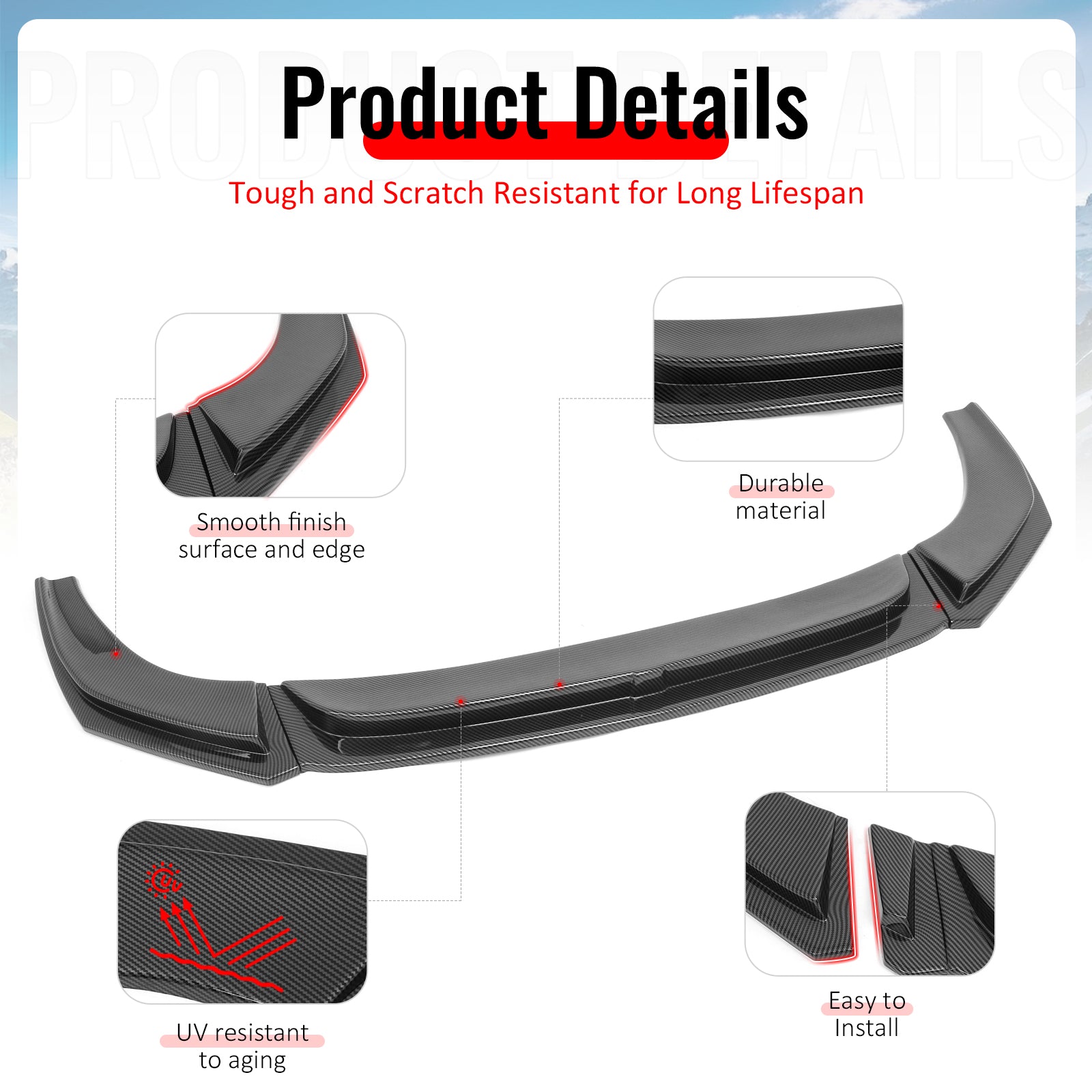 Fits 19-26 BMW Z4 G29 M-Tech H Style Front Bumper Lip Spoiler Carbon Fiber Print
