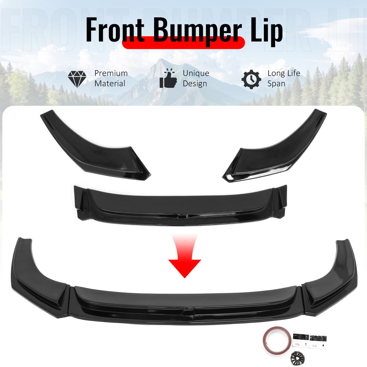 Fits 19-26 BMW Z4 G29 M-Tech H Style Front Bumper Lip Spoiler Gloss Black ABS
