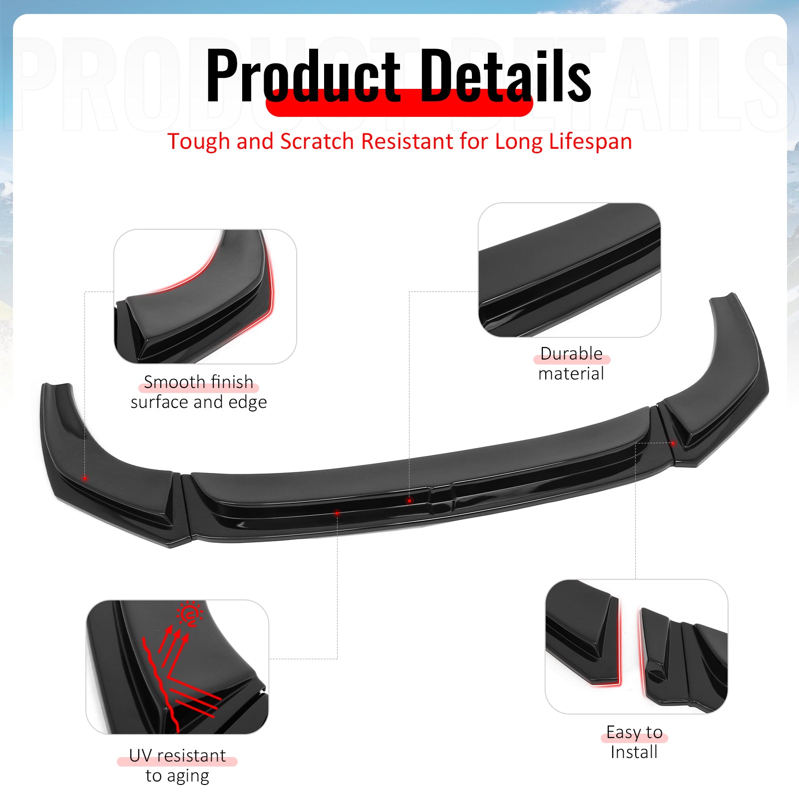 Fits 19-26 BMW Z4 G29 M-Tech H Style Front Bumper Lip Spoiler Gloss Black ABS