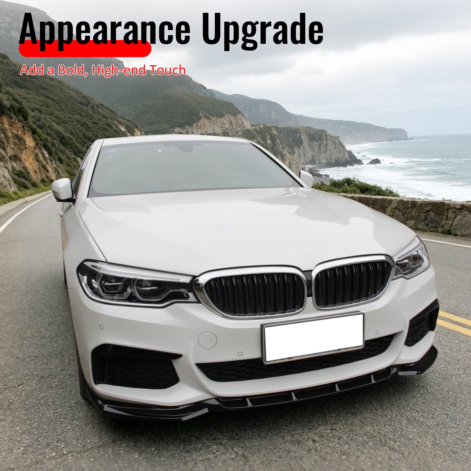 Fits 17-20 BMW G30 530i 540i M550i M Sport GT Style Front Bumper Lip Gloss Black