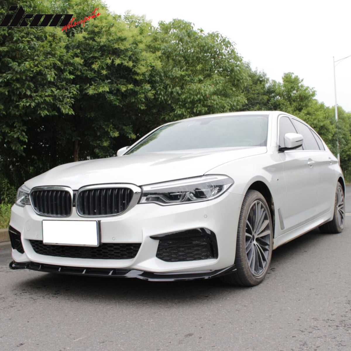 Fits 17-20 BMW G30 5 Series Sedan GT Front Bumper Lip Spoiler Gloss Black PP