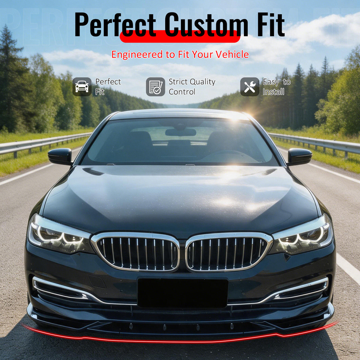 Fit 2017-2020 BMW G30 Pre-LCI 5-Series Sedan Base Front Bumper Lip