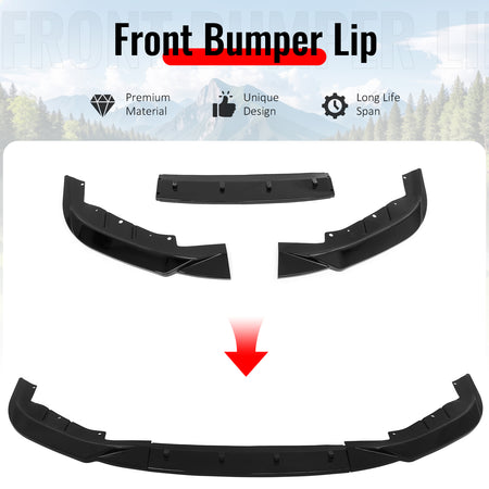 Fits 17-20 BMW G30 Pre-LCI 5-Series Sedan Base Ikon Style Front Lip Gloss Black