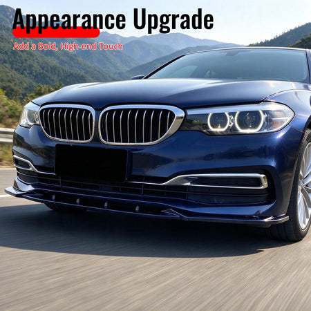 Fits 17-20 BMW G30 Pre-LCI 5-Series Sedan Base Ikon Style Front Lip Gloss Black