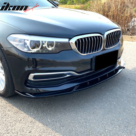 Fits 17-20 BMW G30 Pre-LCI 5-Series Sedan Base Ikon Style Front Lip Gloss Black