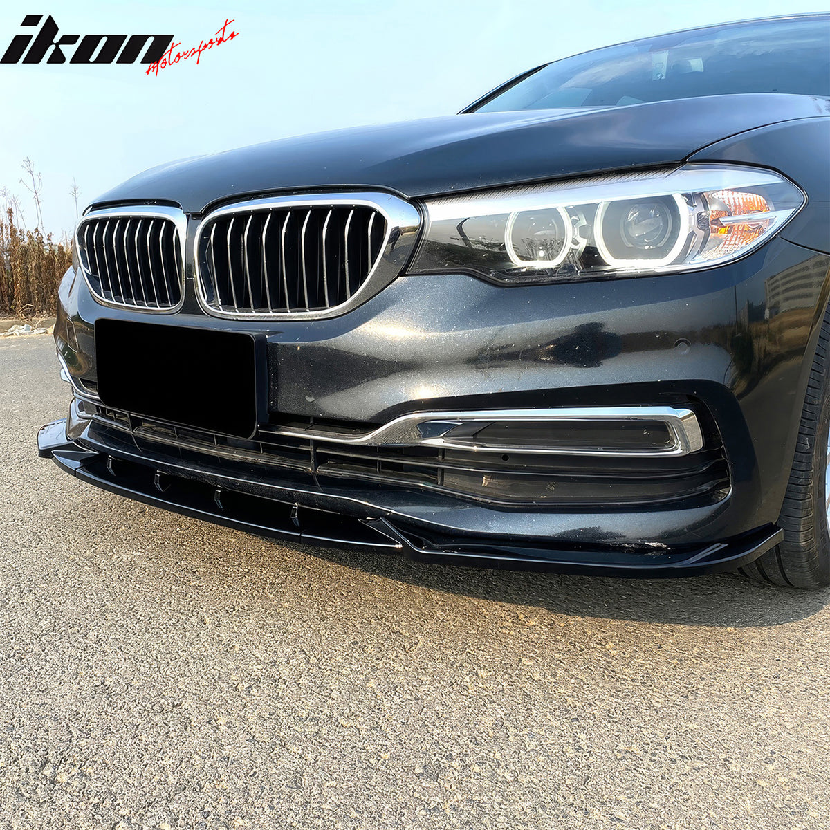 Fits 17-20 BMW G30 Pre-LCI 5-Series Sedan Base Ikon Style Front Lip Gloss Black