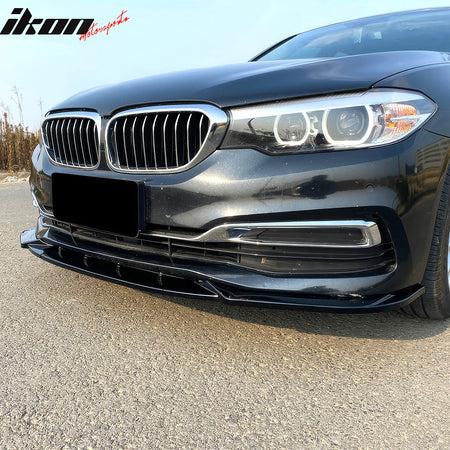 Fits 17-20 BMW G30 Pre-LCI 5-Series Sedan Base Ikon Style Front Lip Gloss Black