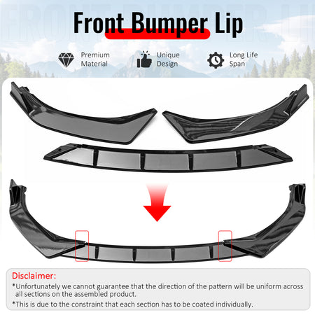 Fits 21-23 BMW G30 5 Series IKON Front Bumper Lip Spoiler Carbon Fiber Print PP