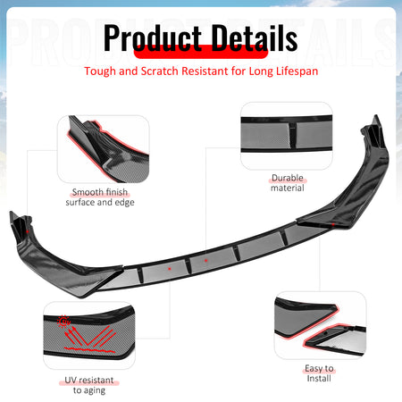 Fits 21-23 BMW G30 5 Series IKON Front Bumper Lip Spoiler Carbon Fiber Print PP