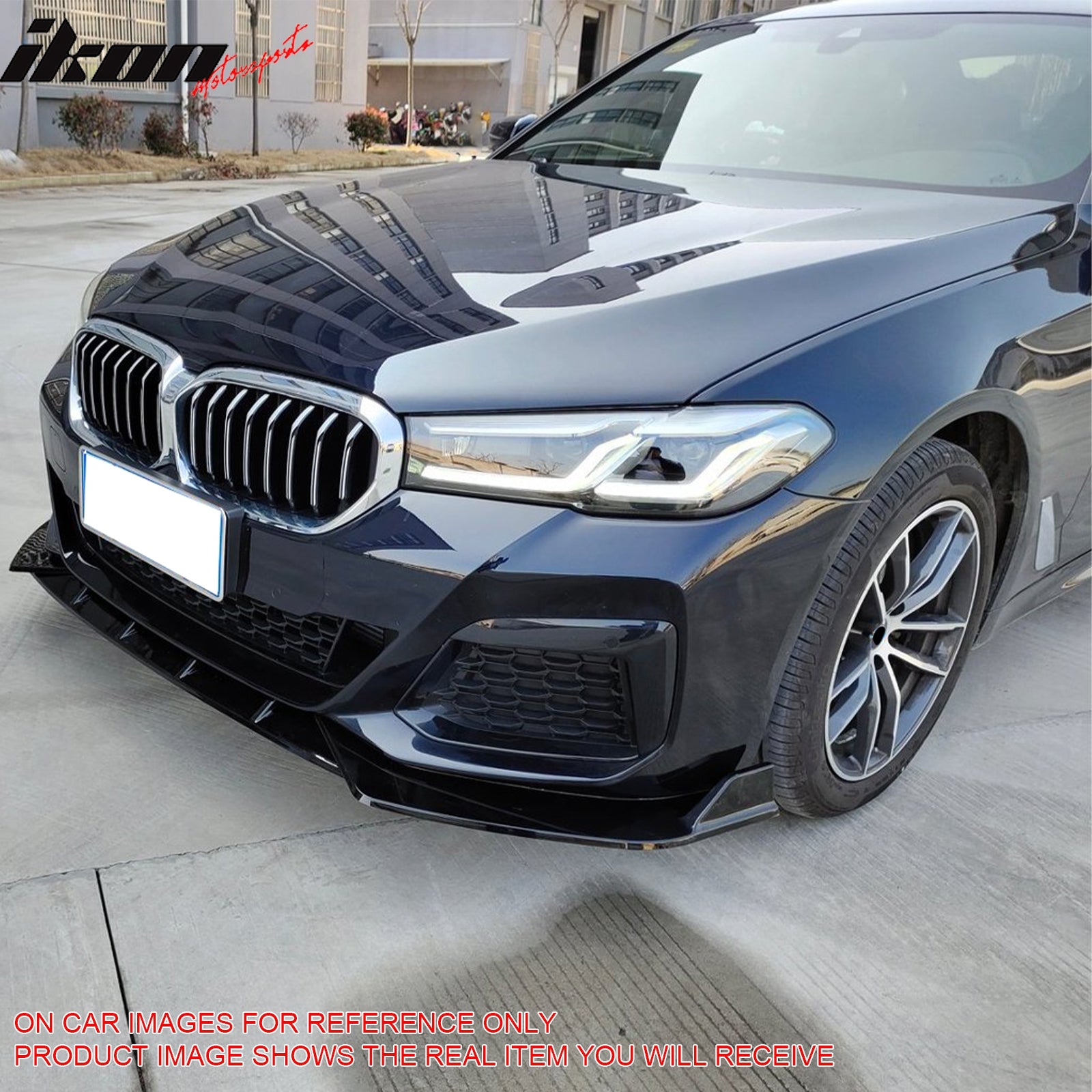 Fits 21-23 BMW G30 5 Series IKON Front Bumper Lip Spoiler Carbon Fiber Print PP