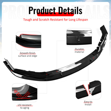 Fits 17-20 BMW G30 5 Series MP Front Bumper Lip Spoiler Carbon Fiber Print ABS