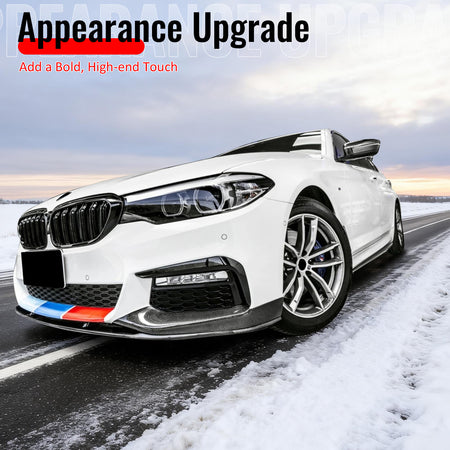 Fits 17-20 BMW G30 5 Series MP Front Bumper Lip Spoiler Carbon Fiber Print ABS