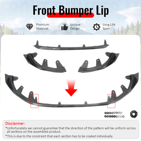 Fits 22-26 BMW G42 230i M240i M Performance Front Bumper Lip Carbon Fiber Print