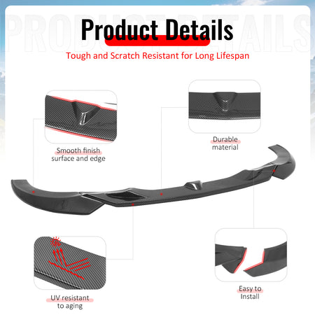 For 22-26 BMW 2-Series G42 FD Style Front Bumper Lip Splitter Carbon Fiber Print