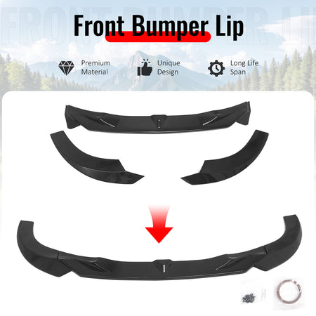 Fits 22-26 BMW 2-Series G42 FD Style Front Bumper Lip Splitter Gloss Black ABS