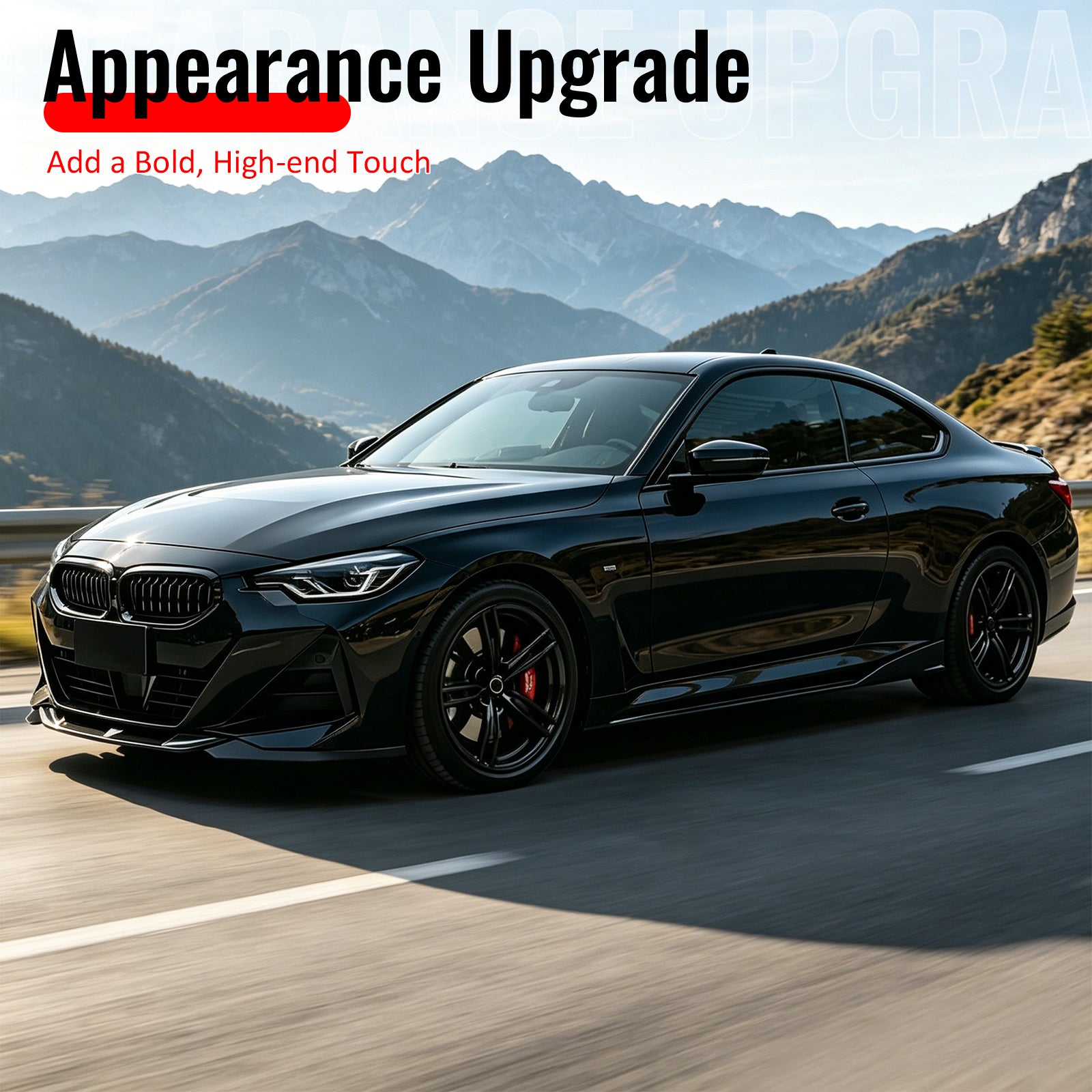 Fits 22-26 BMW 2-Series G42 FD Style Front Bumper Lip Splitter Gloss Black ABS