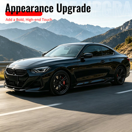 Fits 22-26 BMW 2-Series G42 FD Style Front Bumper Lip Splitter Gloss Black ABS