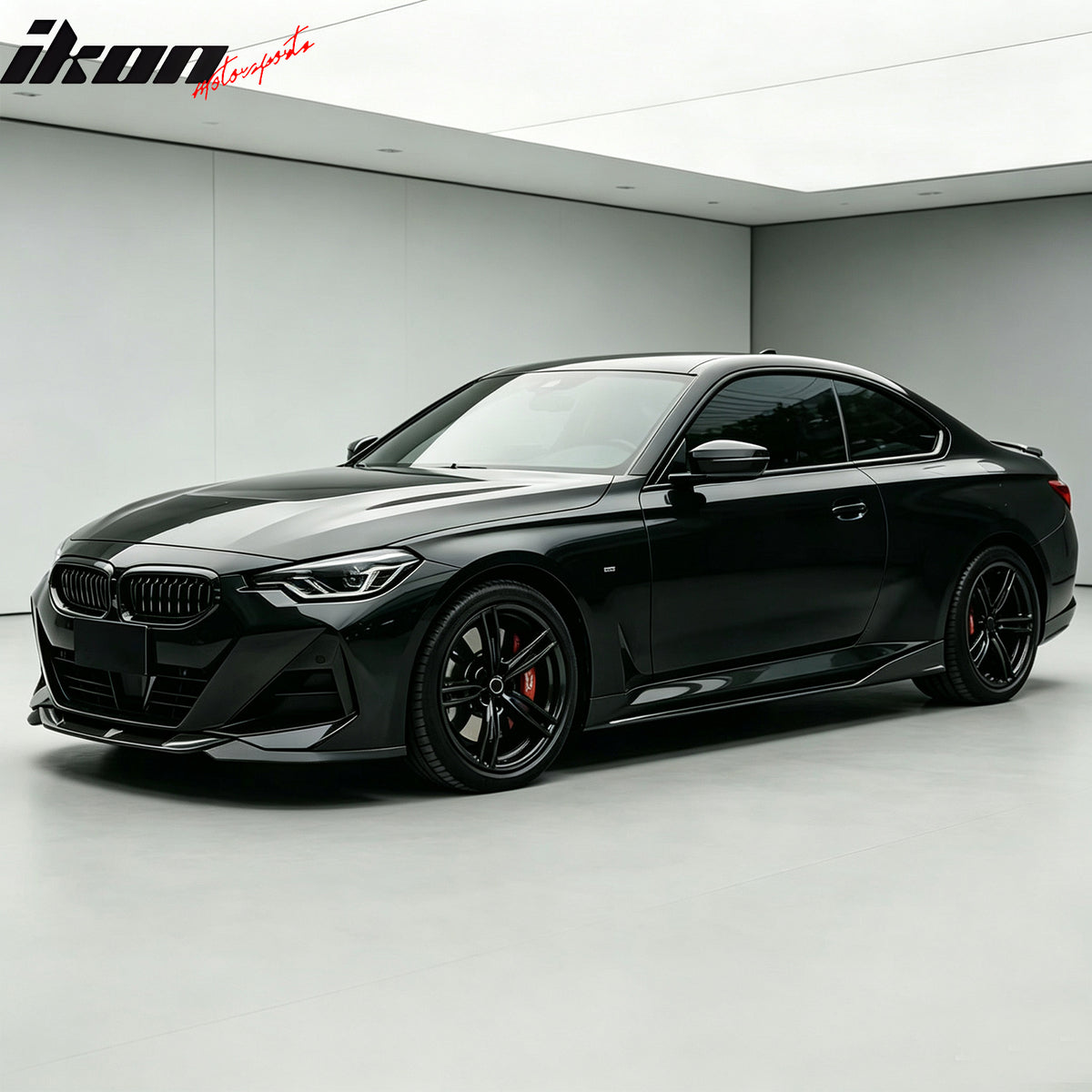 Fits 22-26 BMW 2-Series G42 FD Style Front Bumper Lip Splitter Gloss Black ABS