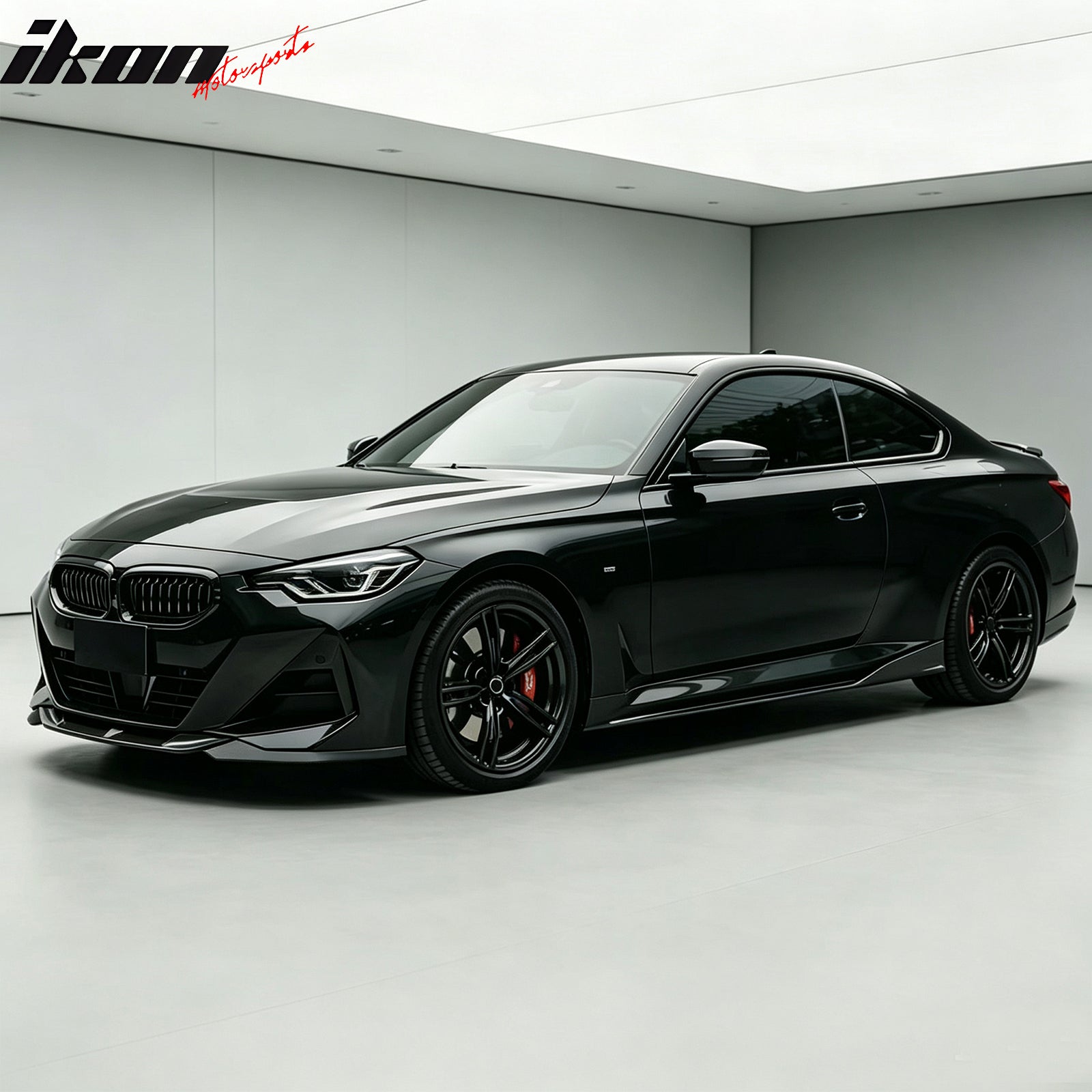 Fits 22-26 BMW 2-Series G42 FD Style Front Bumper Lip Splitter Gloss Black ABS