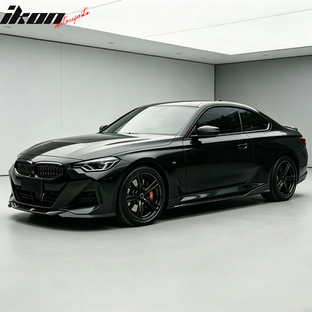 Fits 22-26 BMW 2-Series G42 FD Style Front Bumper Lip Splitter Gloss Black ABS