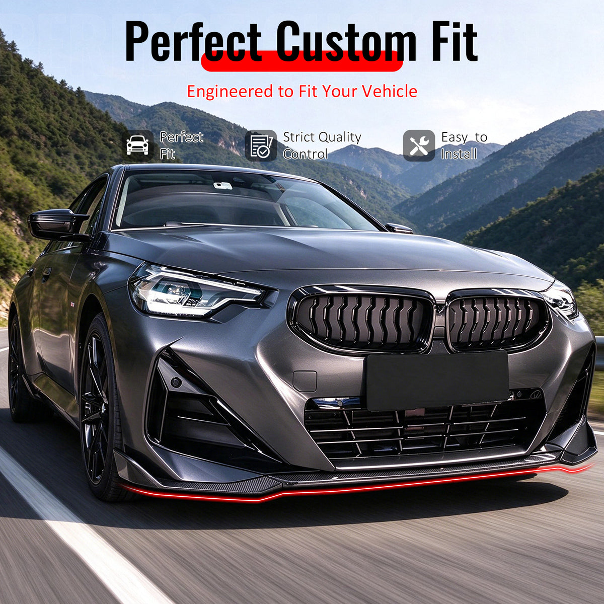 Fit 2022-2026 BMW G42 2-Series Coupe M Sport Front Bumper Lip